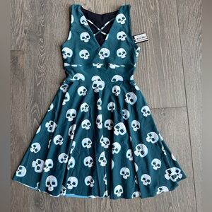 Exotica Out of Your Mind Skull Silky Reversible Comfort Crop Mini Dress
